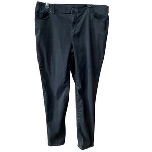 Chicos Size 3R 16 Black Stretch Pants Chino Elastic Waist Classic Minimalist